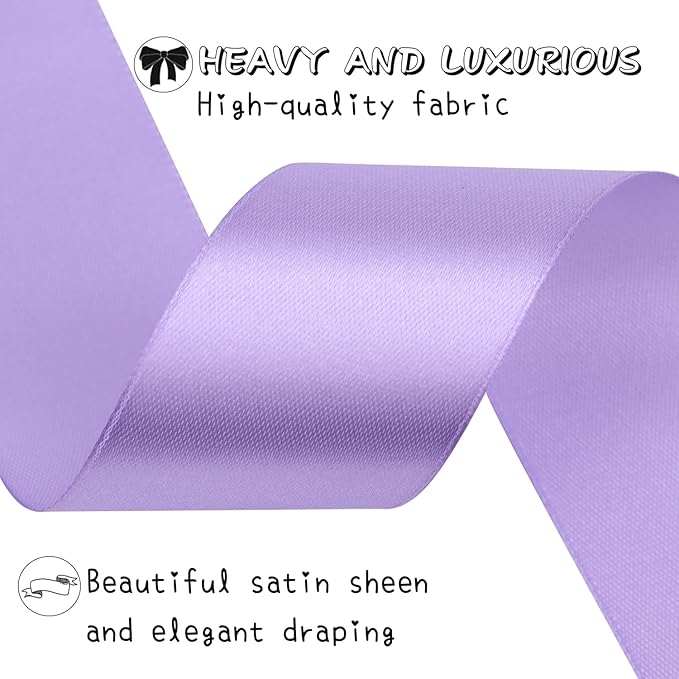 Light Purple Solid Satin Ribbon 1-1/2 Inch 50 Yards Solid Polyester Fabric Ribbon for Gift Wrapping Wedding Christmas Baby Shower Birthday Party Decoration Handmade Immortal Flower Craft
