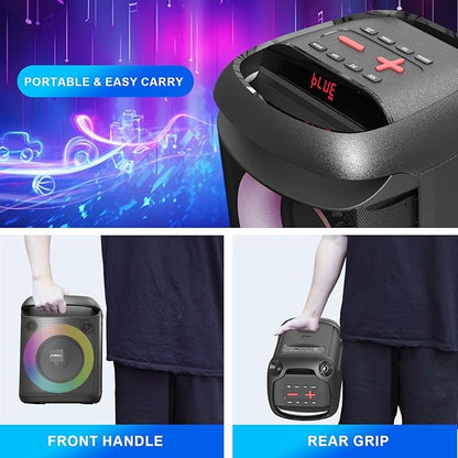 AIMAX Karaoke Machine with Bluetooth and Two Wireless Microphones, Portable Speaker for Home & Outdoor Parties, 7-Hour Battery Life, Mic/AUX/USB/TF Support, Perfect for Kids & Adults Singing