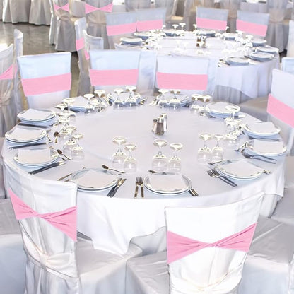 Kinlop 50 Pcs Spandex Chair Sashes Bows Chair BanB0C3V1RSWZds Slider Sashes for Covers Elastic Bands Ties Without Buckle Decorations for Wedding Party Events Ceremony Birthday(Pink)