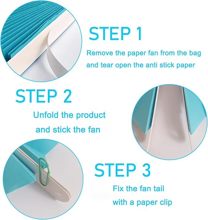Blue Hanging Paper Fans,Blueaccessories Paper Decorations for Party,Blue Harmony Classroom Decorations,Party Decorations for Boys 12in Hanging Paper Fans 30 Color DIY Set (Sky Blue)
