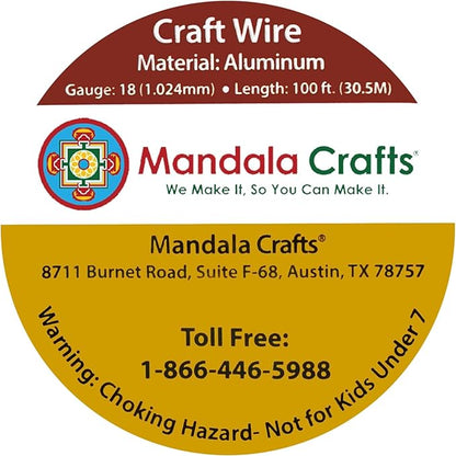 Mandala Crafts 18 Gauge Anodized Aluminum Craft Wire for Jewelry Making - 100 FT Colored Flexible Lime Green Wire - Bendable for Bonsai Armature Crafting Sculpting