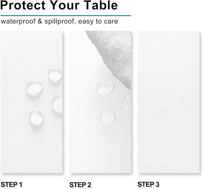 Hiasan White Rectangle Tablecloth - Waterproof Washable Polyester Fabric Table Cloth for Party, Wedding, Banquet and Restaurant, 90 x 132 Inch