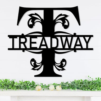 Personalized Metal Name Signs, Split Letter Monogram Wall Decor, Custom Last Name Sign, Family Name Sign for Outdoor, Personalized Wedding Gift, Garden Decor, Metal Wall Art, Housewarming Gift (MonogramDesign_4)