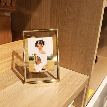 Gold Floating Frame (4"x6",Vertical) with Romantic Heart, For Picture 3x5, 2x3,1x2, Tabletop Shelf Photo Frame, Classy Gift For Festival, Home or Wedding…
