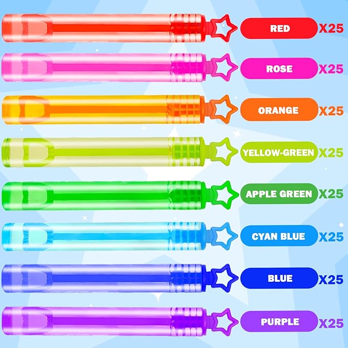 Bulk Toys for Kids Prizes 200 Pack, Mini Bubble Wands Party Favors for Toddlers, Small Halloween Pinata Goodie Bag Stuffers, Carnival Supplies Giveaways Handouts Stocking Stuffers for Girls and Boys