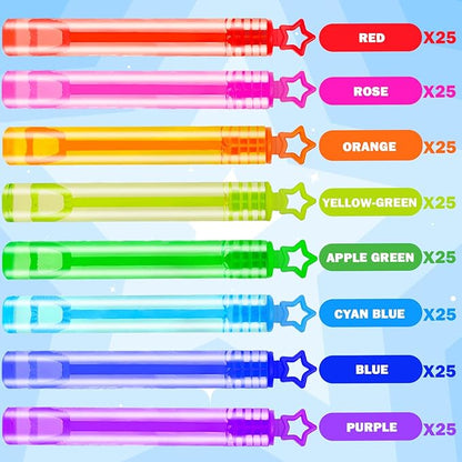 Bulk Toys for Kids Prizes 200 Pack, Mini Bubble Wands Party Favors for Toddlers, Small Halloween Pinata Goodie Bag Stuffers, Carnival Supplies Giveaways Handouts Stocking Stuffers for Girls and Boys