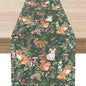 Rustic Forest Table Runner, Farmhouse Wild Woodland Animals Country Fox Rabbits Mushroom Botanical Green Table Center Decor for Home Kitchen Dining Patio Holiday Party, 13"x36" Inch