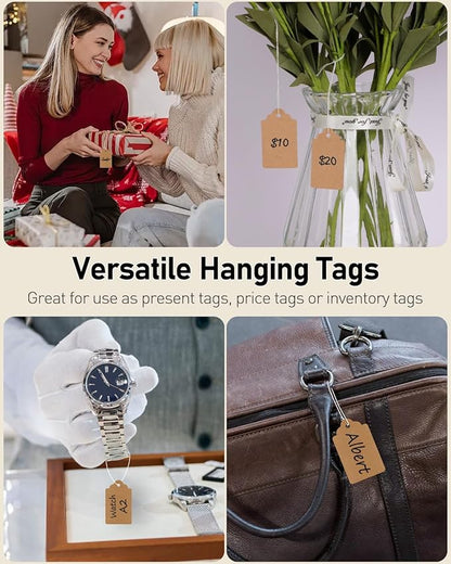 Uniclife 200 Pcs Writable Brown Kraft Paper Tags, 1.8" x 1.05" - Price Display Labels for Clothing, Jewelry, Merchandise