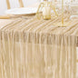 MLMW Champagne Gold Table Runner Cheesecloth Boho Gauze Rustic Cheese Cloth 160 inch Sheer Wedding Table Runner 13.3ft for Thanksgiving Party Baby Bridal Shower Birthday