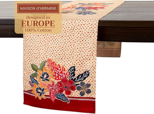 Maison d' Hermine Table Runner 100% Cotton Double Layer Table Runners 72 inches Long for Thanksgiving Christmas Decorations Home Kitchen Dining Party Wedding (Kalahari, 14.5" x 72")