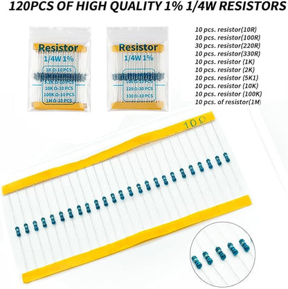 REXQualis Electronics Component Fun Kit w/Power Supply Module, Jumper Wire, 830 tie-Points Breadboard, Precision Potentiometer,Resistor Compatible with Arduino, Raspberry Pi, STM32