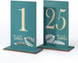 Wooden Table Numbers 1-25,3.2x5.8 Inch Double Sided Rustic Blue Wedding Table Number Signs with Wooden Base,Wedding Centerpieces for Banquet Restaurant Party Decor (Blue, 1-25)