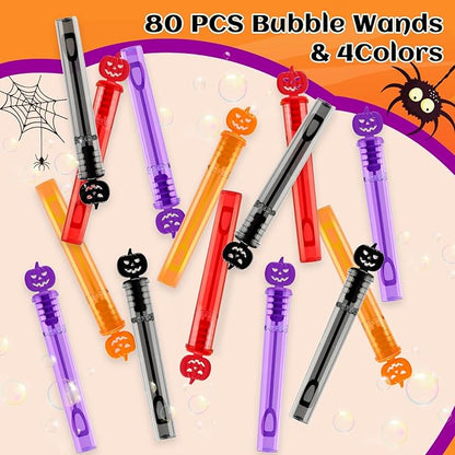 Shemira 80PCS Halloween Bubble Wands, Mini Bubbles Party Favors for Kids, Halloween Party Favors, Goodie Bag Stuffers, Classroom Prizes Gifts for Kids, Halloween Trick or Treat Toys Bulk