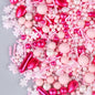 Pink Sprinkles for Cake Decorating 7oz - Snowflake Sprinkles - Metallic Sprinkle Mix for Cookies, Ice Cream, Cupcakes Topper - Rose Gold Sprinkles for Princess Bridal Shower Wedding Party