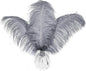 HAPPY FEATHER 16-18 inch Gray Ostrich Feathers Craft for Wedding Party Centerpieces Home Decoration DIY Craft Pack of 10