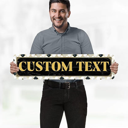 Custom Sign, Custom Street Sign, 11 Font Colors, 13 Font Styles, 4 Hole Options, 22 Sizes, 8x32 Inches, Rust Free DiBound, Fade Resistant, Made in USA by My Sign Center (Marble Tile)
