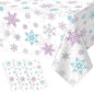 3 Pieces Christmas Snowflake Party Tablecloth Decorations,Plastic Purple and Blue Winter Wonderland Table Cover for Winter Christmas Birthday Holiday Party Decorations and Supplies,54x108 inch