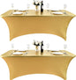 2-Pack 8ft Spandex Table Covers for Rectangle Folding Tables - Washable Elastic Tablecloth - Ultimate Fitted Table Protector for Birthday Parties, Trade Shows, Banquet