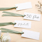 50 Pcs Name Place Cards for Table Setting Blank Wedding Place Cards with Satin Ribbon 1.57 x 3.54 Inch Hanging Gift Tags for Wedding Dinner Banquet Party Table Setting Supplies(Sage Green)