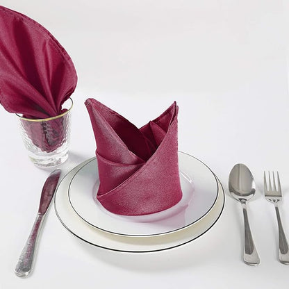 Cloth Napkins 20x20 inch Washable Polyester Dinner Napkins Soft Table Napkins for Wedding Party Dining Banquet(Burgundy,25PCS)