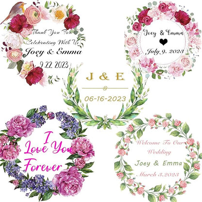 200 Pack Custom Stickers Personalized Labels for Business Logo Customized Vinyl Wedding Favors Birthday Baby Bridal Shower Make Your Own 1 Inch-10 Inch,lable-flower200