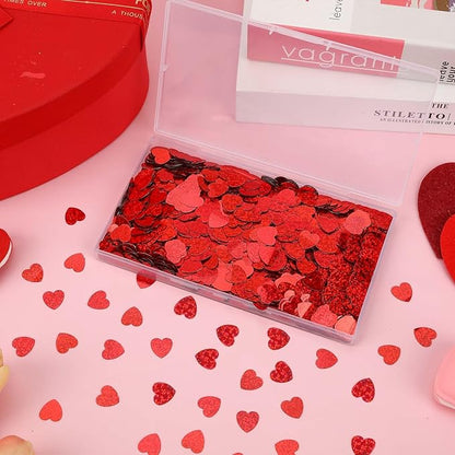 MARFOREVER Red Hearts Confetti - Valentines Day Glitter Heart Table Decorations for Wedding, Bridal Shower, Birthday & Engagement Parties