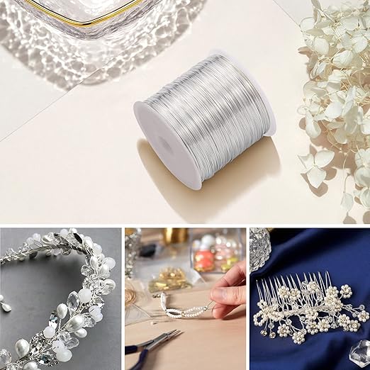 328 Feet 28 Gauge Craft Wire - Silver Plated Thin Brass Wire, Soft Metal, Bulk for Jewelry Making