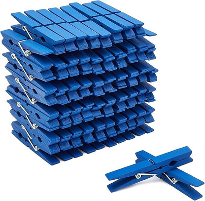 Juvale Wooden Clothes Pins - 100 Pack, Navy Blue - Mini Clothespins & Wooden Clips for Laundry, Crafts & Photo Clips