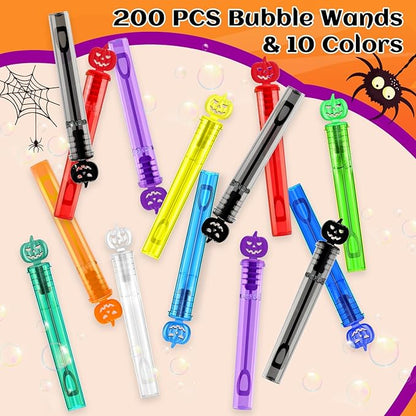 Shemira 200PCS Halloween Bubble Wands, Mini Bubbles Party Favors for Kids, Halloween Party Favors, Goodie Bag Stuffers, Classroom Prizes Gifts for Kids, Halloween Trick or Treat Toys Bulk
