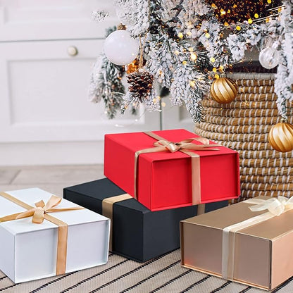 LIFELUM Christmas Gift Boxes 2 Pack 13.85 x 8.35 x 4.45 inch Large Gift Boxes with Magnetic Lids for Presents Red Gift Boxes Valentine's Gift Box Contains Card, Ribbon, Shredded Paper Filler