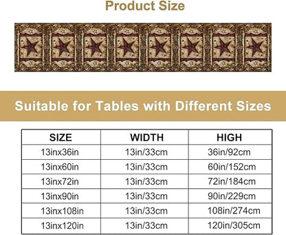 Wild West Table Runner, Rustic Farmhouse Texas Star Vintage Rodeo Cowboy Old Sign Wild West Print Pattern for Home Kitchen Table Decor Dining Coffee Room Garden Party Decor 13x36in