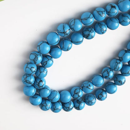 Blue Turquoise Stone Beads for Jewelry Making DIY Craft Gemstone Beads Kit (6mm, 60pcs) Cosmic Crystal Pebbles for Bracelets, Necklaces, Home Decor