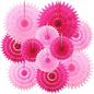 Outus 12 Pcs Hanging Honeycomb Paper Fans Sets, Fiesta Hot Pink Party Decorations, Tissue Paper Flowers Supplies for Birthday Wall Classroom Wedding Photo Backdrop (8/12/16 Inch)