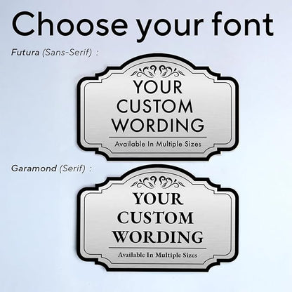 Design 2 Decorative Outdoor Metal Signs - Personalized Aluminum Driveway Signs, Waterproof, 18x12 In, Metallic Silver