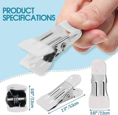Clothes Pins Heavy Duty 30 Pack - 2.17 Inch Metal Chip Clips, Clothespins for Photo Drying Clothesline Laundry Sock, Bag Clips for Food Kitchen Stainless Steel with Rubber, White