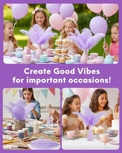 NEWONG 30pcs Light Purple Ostrich Feathers Natural Bulk 8-10in（20-25cm） Vase Craft Wedding Home Party Centerpieces Christmas Day Decoration