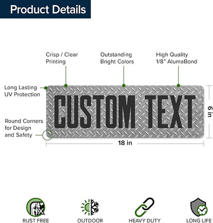 Custom Sign, Custom Street Sign, 11 Font Colors, 13 Font Styles, 4 Hole Options, 22 Sizes, 6x18 Inches, Rust Free DiBound, Fade Resistant, Made in USA by My Sign Center (Diamond Metal)