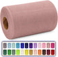 Dusty Rose Tulle Fabric Roll 6 Inch X 300 FT (100 Yards) Matte Tulle Ribbon Netting Mesh Spool for DIY Tutu Skirt Wedding Bow Gift Wrapping Baby Shower Christmas Party Halloween Decorations
