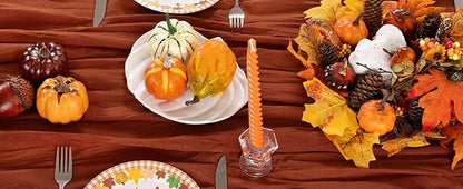 Terracotta Cheesecloth Table Runner Fall Burnt Orange Cheese Cloth Table Runner 120 Inches Rust Thanksgiving Fall Table Decorations for Friendsgiving Wedding Bridal Baby Shower Party