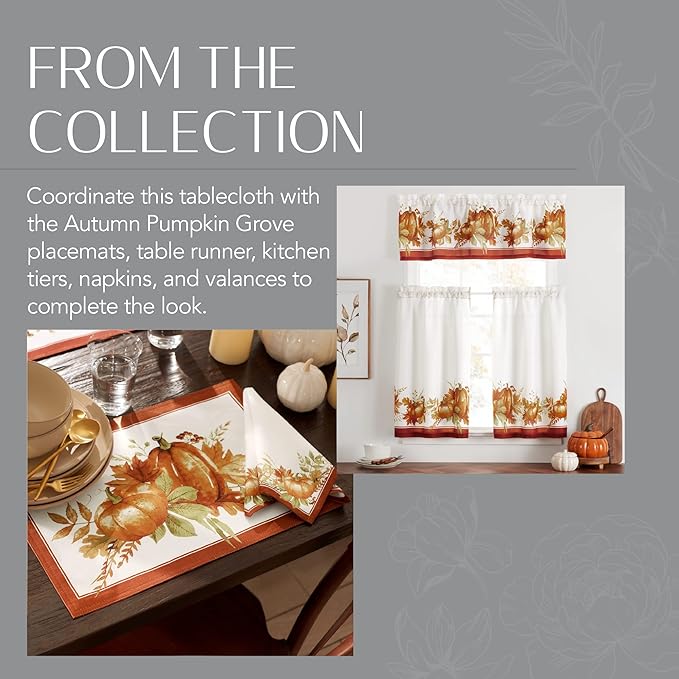 Elrene Home Fashions Autumn Pumpkin Grove Wrinkle Resistant Tablecloth, 60"x102" Rectangle, Multi Color