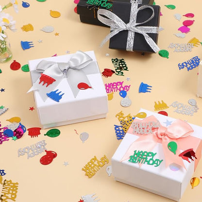 Happy Birthday Confetti Glitter Metallic Foil Table Confetti Multicolor Birthday Cake Balloon Sprinkles Table Centerpiece for Baby Shower Party Decorations DIY Arts and Crafting