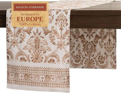 Maison d' Hermine Table Runner 100% Cotton Double Layer Table Runners 72 inches Long for Thanksgiving Christmas Decorations Home Kitchen Dining Party Wedding (Allure, 14.5" x 72")