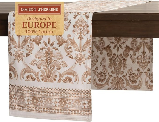 Maison d' Hermine Table Runner 100% Cotton Double Layer Table Runners 72 inches Long for Thanksgiving Christmas Decorations Home Kitchen Dining Party Wedding (Allure, 14.5" x 72")
