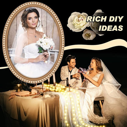 10 ft 4 x 120 Inch White Wedding Tulle Table Skirt with LED Lights White Pearl Chiffon Birthday Table Runner Tulle Sweetheart Decor Pearl Arch Decorations Outside Baby Shower Ceremony (Plug in Type)