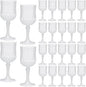 JLYLOL Plastic Vintage Wine Glasses 7OZ Plastic Goblets Vintage Drinking Glasses 24PCS Retro Wedding Glassware Water Goblets Reusable Drinking Cups for Party,Reception,Celebration,Bar,Whiskey(White)