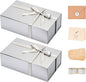 LIFELUM Large Gift Boxes with Lids,2 Pack 13.85 x 8.35 x 4.45 inch Silver Gift Boxes with Ribbon, Card, Shredded Paper Filler Gift Boxes for Presents,Graduation,Christmas,Birthdays