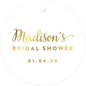 Andaz Press Personalized Round Circle Wedding Gift Tags, Metallic Gold Ink, Bridal Shower, 24-Pack, Custom Made Any Name