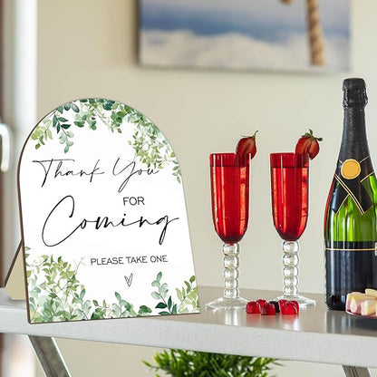 Thank You for Coming Please Take One Sign, Eucalyptus Leaf Decoration Wedding Shower Sign for Guests, Bridal Shower Welcome Sign, Baby Shower Birthday Party Decor Supplies 9 * 11IN