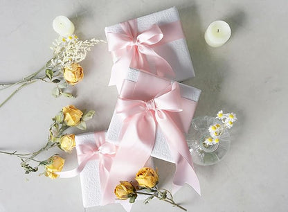 Light Pink Satin Ribbon 2.5 Inch Double-Faced Valentines Day Ribbons for Flower Bouquet Gift Wrapping Party Decor Wedding Invitation DIY Craft, 25 Yards