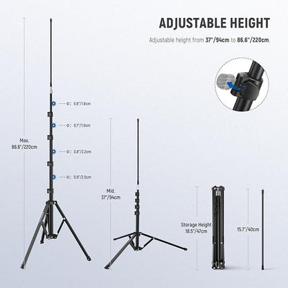 NEEWER Microphone Stand with Flexible Arm, Boom Arm Mic Floor Tripod Mount Holder with Mic Clips, 3/8" to 5/8" Adapter, Cable Clips for Singing Vlogging Live Streaming Video Recording, MS010